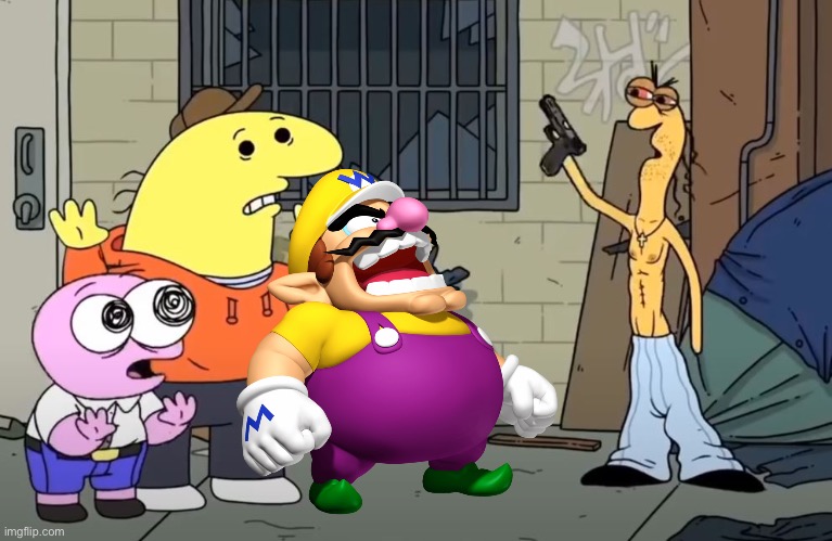 Wario gets shot to death from DJ Spit after not getting out of his head.mp3 | image tagged in wario dies,wario,dj spit,smiling friends,memes | made w/ Imgflip meme maker