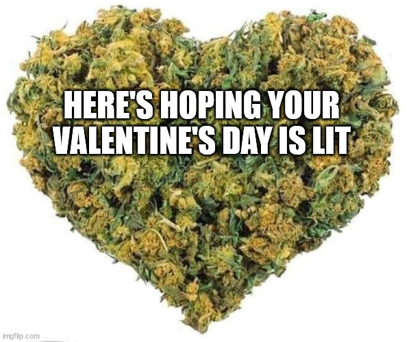 Weed heart | HERE'S HOPING YOUR VALENTINE'S DAY IS LIT | image tagged in weed heart,weed,marijuana,pot,valentine's day | made w/ Imgflip meme maker