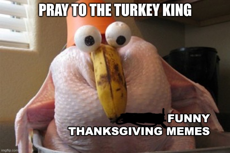 Turkey God | PRAY TO THE TURKEY KING | image tagged in funny memes | made w/ Imgflip meme maker