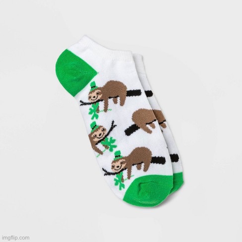 Sloth St. Patrick’s Day socks | image tagged in sloth st patrick s day socks | made w/ Imgflip meme maker