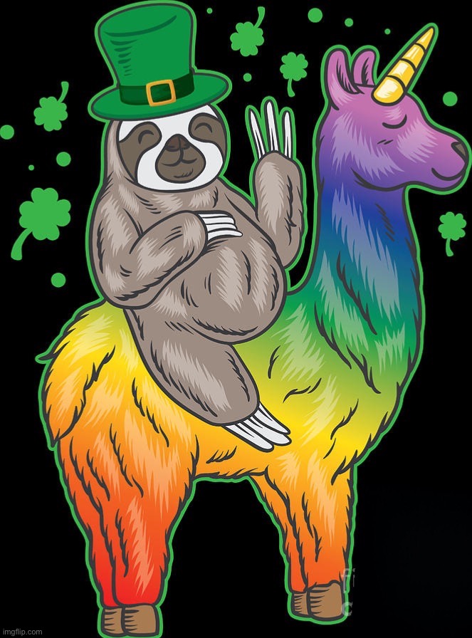 Sloth St. Patrick’s Day unicorn | image tagged in sloth st patrick s day unicorn | made w/ Imgflip meme maker