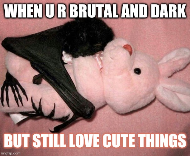 Yeah..it's trve | WHEN U R BRUTAL AND DARK; BUT STILL LOVE CUTE THINGS | image tagged in cute animals | made w/ Imgflip meme maker