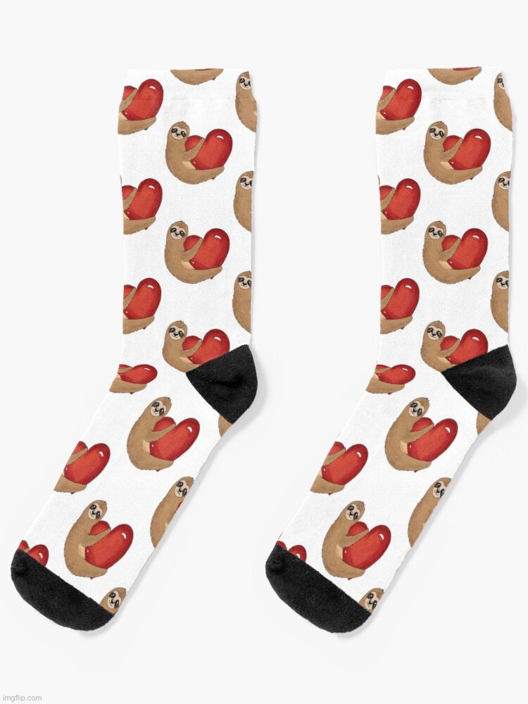 Sloth Valentine’s Day socks | image tagged in sloth valentine s day socks | made w/ Imgflip meme maker
