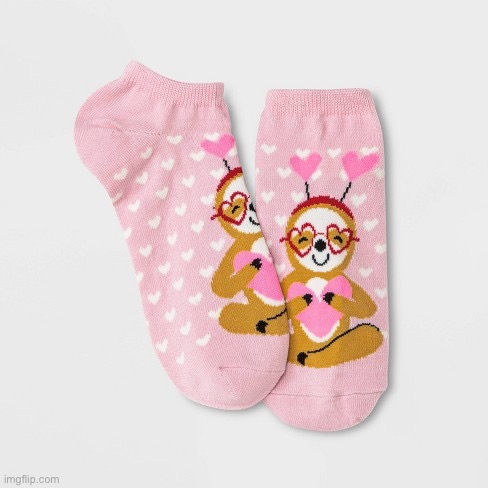 Sloth Valentine’s Day socks | image tagged in sloth valentine s day socks | made w/ Imgflip meme maker