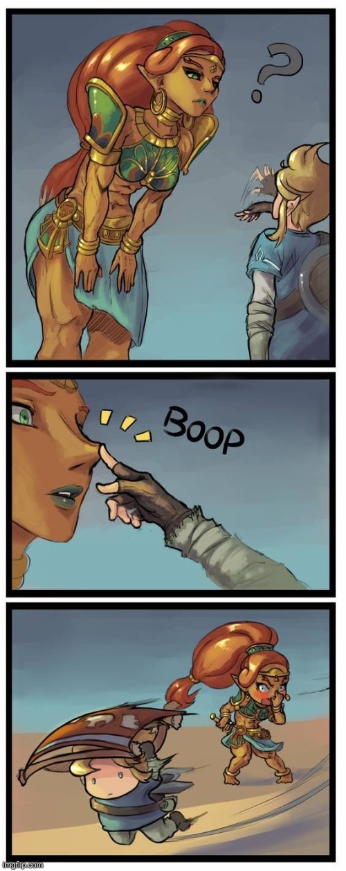 BOOPED YOUR NOSE | image tagged in boop,the legend of zelda breath of the wild,the legend of zelda,comics/cartoons | made w/ Imgflip meme maker