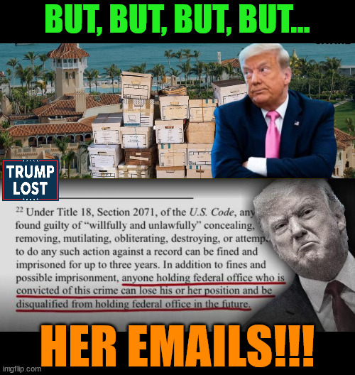 Remember when Hillary testified for 11 hours about her emails? | BUT, BUT, BUT, BUT... HER EMAILS!!! | image tagged in trump lost,insurrection,j4j6,criminal | made w/ Imgflip meme maker