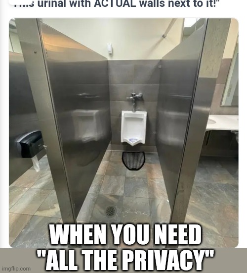 MAYBE EVERY RESTROOM SHOULD BE LIKE THIS | WHEN YOU NEED "ALL THE PRIVACY" | image tagged in restroom,urinal,toilet humor | made w/ Imgflip meme maker