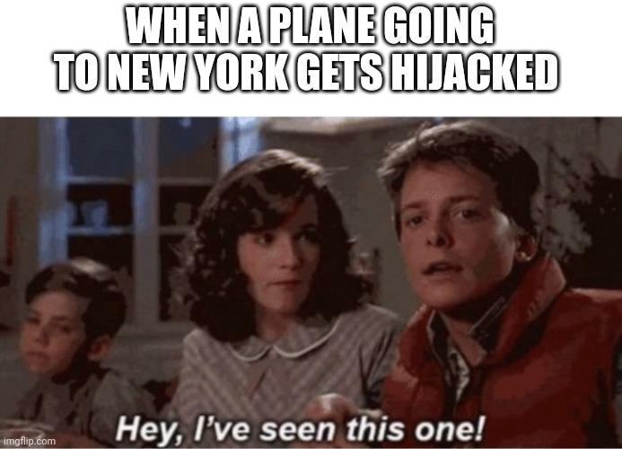 Hey I've seen this one | WHEN A PLANE GOING TO NEW YORK GETS HIJACKED | image tagged in hey i've seen this one | made w/ Imgflip meme maker