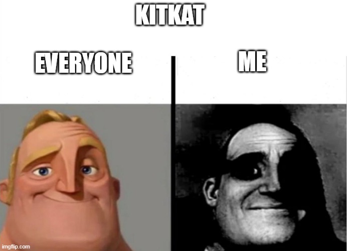 No. Is not a food | KITKAT; ME; EVERYONE | image tagged in teacher's copy | made w/ Imgflip meme maker