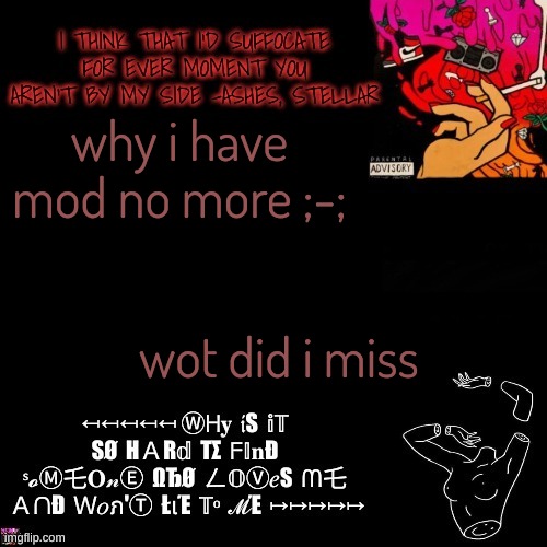 Ashes | why i have mod no more ;-;; wot did i miss | image tagged in ashes | made w/ Imgflip meme maker