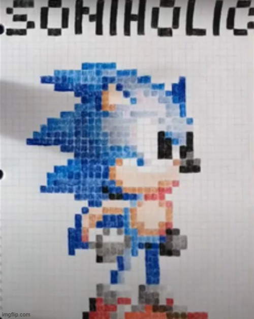 Pixel Sonic drawing I made! I drew it from top to bottom! Check out the video! | image tagged in pixel,sonic,drawing | made w/ Imgflip meme maker