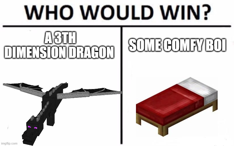 yeah | A 3TH DIMENSION DRAGON; SOME COMFY BOI | image tagged in memes,who would win | made w/ Imgflip meme maker