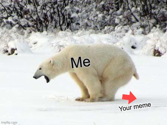 Polar Bear Shits in the Snow | Me Your meme | image tagged in polar bear shits in the snow | made w/ Imgflip meme maker