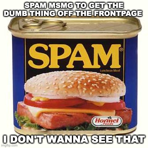 you know what I'm talking about | SPAM MSMG TO GET THE DUMB THING OFF THE FRONTPAGE; I DON'T WANNA SEE THAT | image tagged in spam,memes,unfunny | made w/ Imgflip meme maker