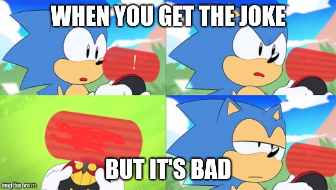 The Sonic Mania Meme | WHEN YOU GET THE JOKE; BUT IT'S BAD | image tagged in the sonic mania meme | made w/ Imgflip meme maker