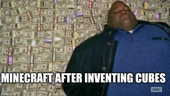 huell money |  MINECRAFT AFTER INVENTING CUBES | image tagged in huell money,cash,memes,funny,minecraft,money | made w/ Imgflip meme maker