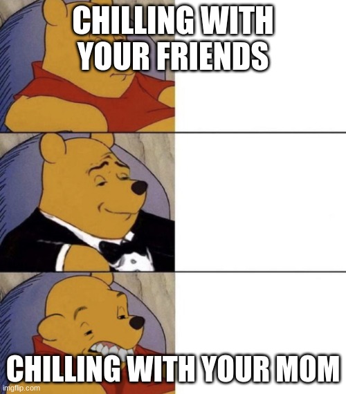 The chill spectrem | CHILLING WITH YOUR FRIENDS; CHILLING WITH YOUR MOM | image tagged in whinnie the poo normal fancy gross | made w/ Imgflip meme maker