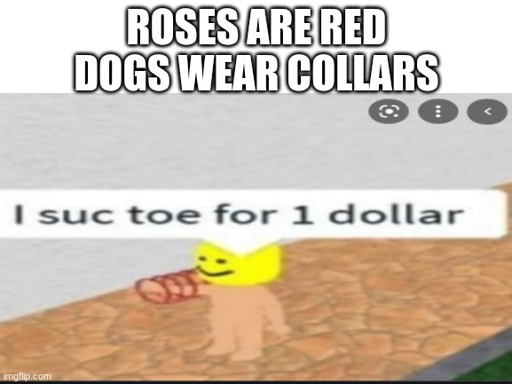 roses are reddogs wear collars | ROSES ARE RED
DOGS WEAR COLLARS | image tagged in lol so funny,funni | made w/ Imgflip meme maker