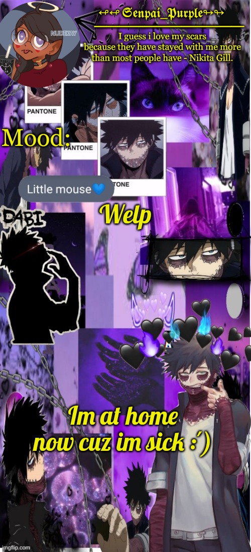 (McNote: What Happened?) | Welp; Im at home now cuz im sick : ́) | image tagged in dabi temp d | made w/ Imgflip meme maker