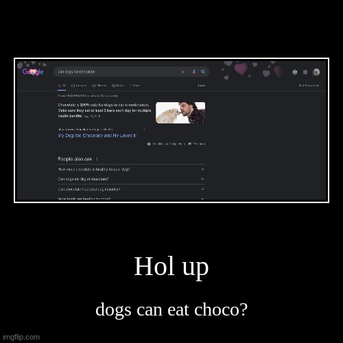 Doggo can eat choco? | image tagged in oh no | made w/ Imgflip demotivational maker