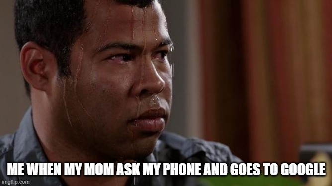 sweating bullets | ME WHEN MY MOM ASK MY PHONE AND GOES TO GOOGLE | image tagged in sweating bullets | made w/ Imgflip meme maker