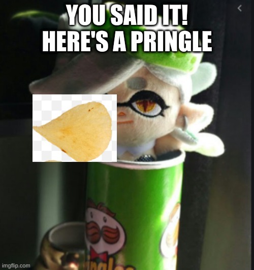 you said it! here's a pringle :) | image tagged in you said it here's a pringle | made w/ Imgflip meme maker