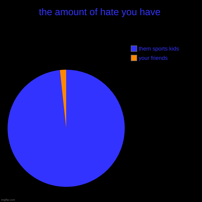 lllll | the amount of hate you have | your friends, them sports kids | image tagged in charts,pie charts | made w/ Imgflip chart maker