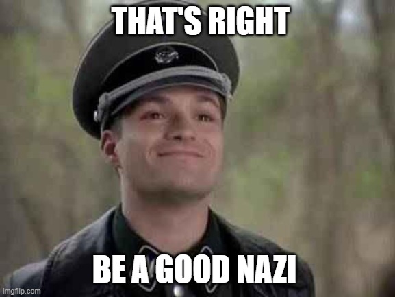grammar nazi | THAT'S RIGHT BE A GOOD NAZI | image tagged in grammar nazi | made w/ Imgflip meme maker