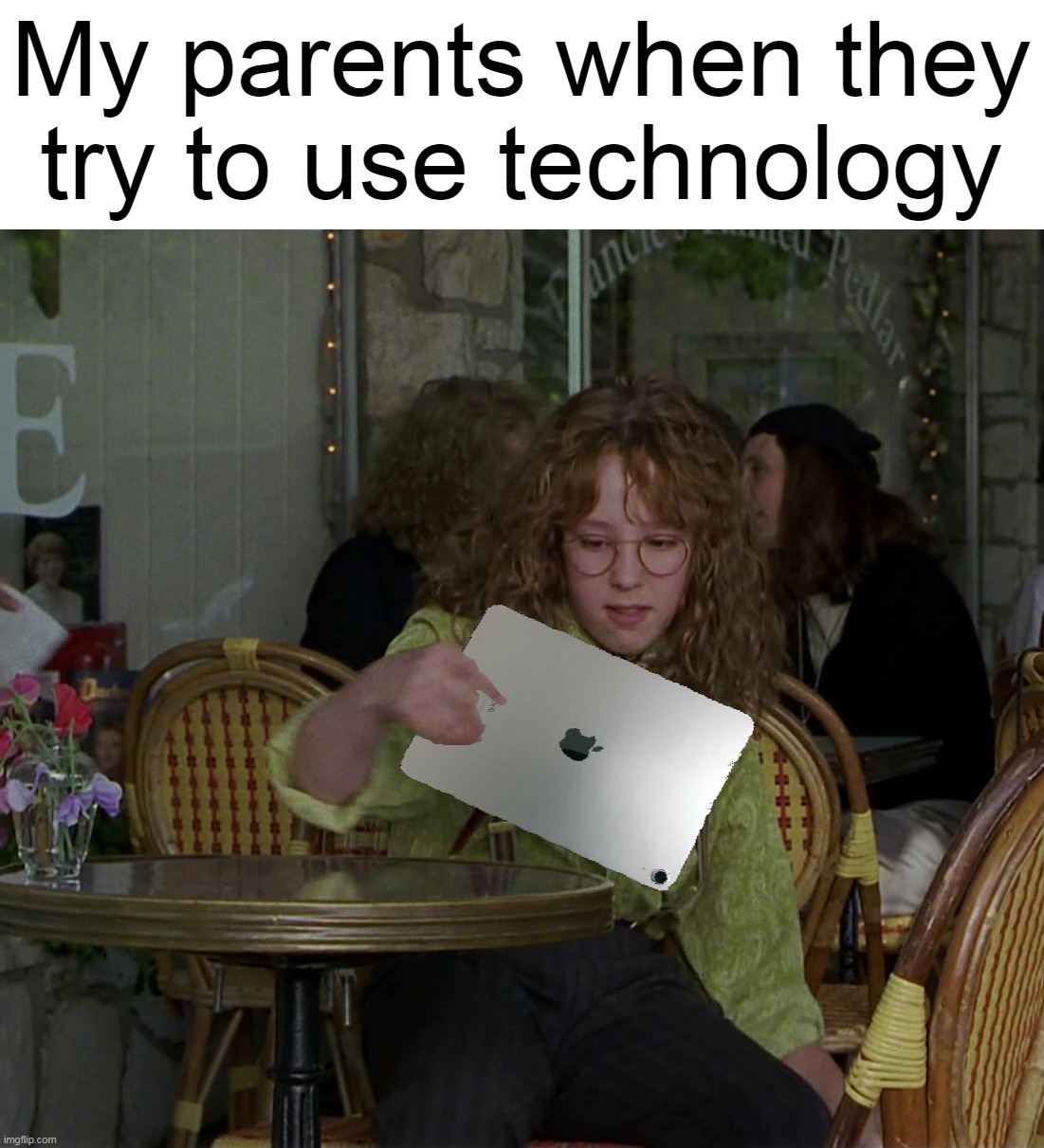 Explaining at Least a Hundred Times, Ugh | My parents when they try to use technology | image tagged in mallory looking at notebook,meme,memes,humor,parents,technology | made w/ Imgflip meme maker
