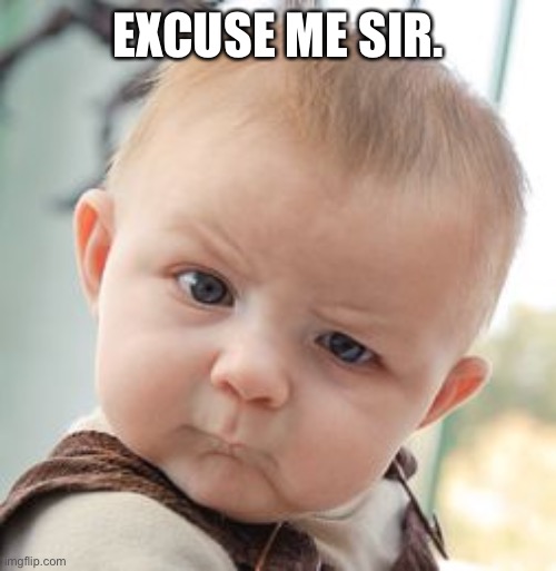 Skeptical Baby Meme | EXCUSE ME SIR. | image tagged in memes,skeptical baby | made w/ Imgflip meme maker