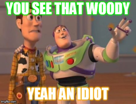 X, X Everywhere Meme | YOU SEE THAT WOODY YEAH AN IDIOT | image tagged in memes,x x everywhere | made w/ Imgflip meme maker