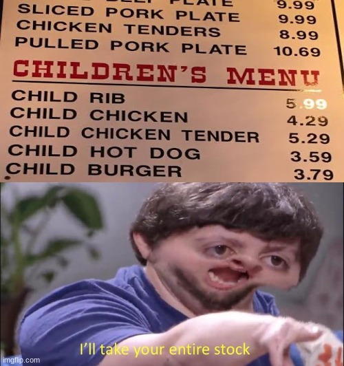 a bucket of chicken a bucket of children, same thing | image tagged in give me the child,cursed image | made w/ Imgflip meme maker
