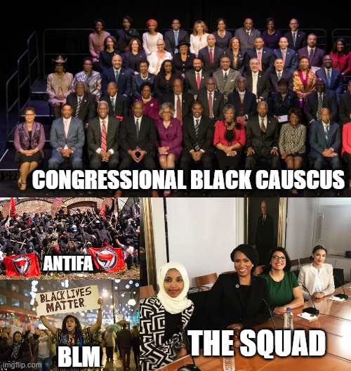 CONGRESSIONAL BLACK CAUSCUS ANTIFA BLM THE SQUAD | image tagged in antifa,black lies matter,the squad | made w/ Imgflip meme maker