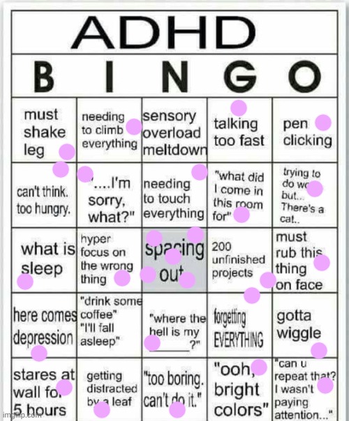Hahahhahahhaha doing this instead of the four things due friday | image tagged in adhd bingo | made w/ Imgflip meme maker