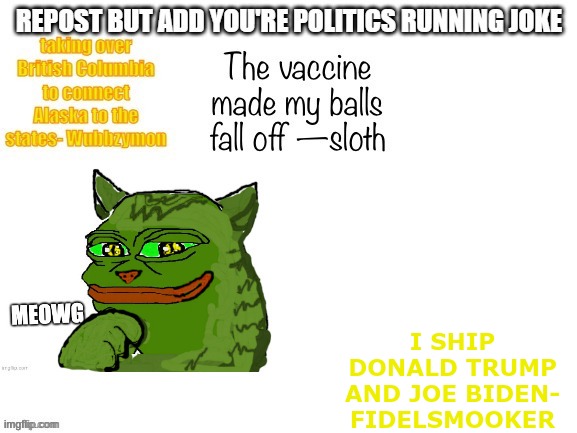 I SHIP DONALD TRUMP AND JOE BIDEN- FIDELSMOOKER | made w/ Imgflip meme maker