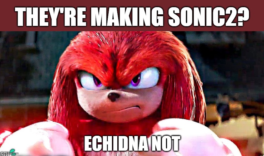 And part 3 in the works | THEY'RE MAKING SONIC2? ECHIDNA NOT | image tagged in memes,sonic2,knuckles,echidna | made w/ Imgflip meme maker