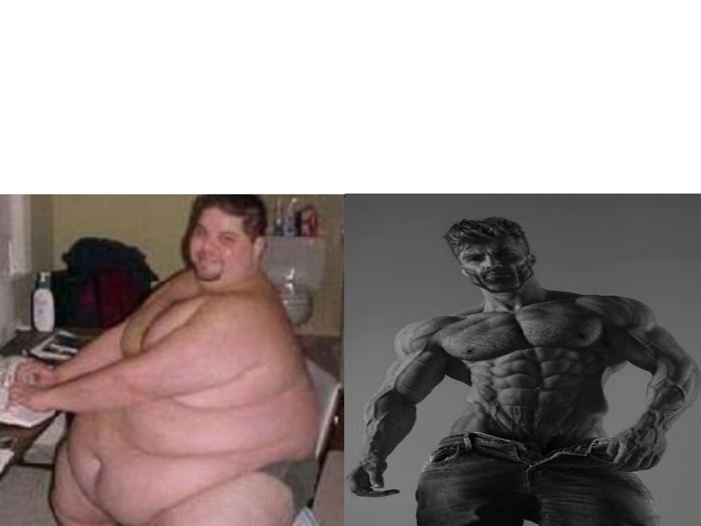 fat man vs chad Blank Meme Template
