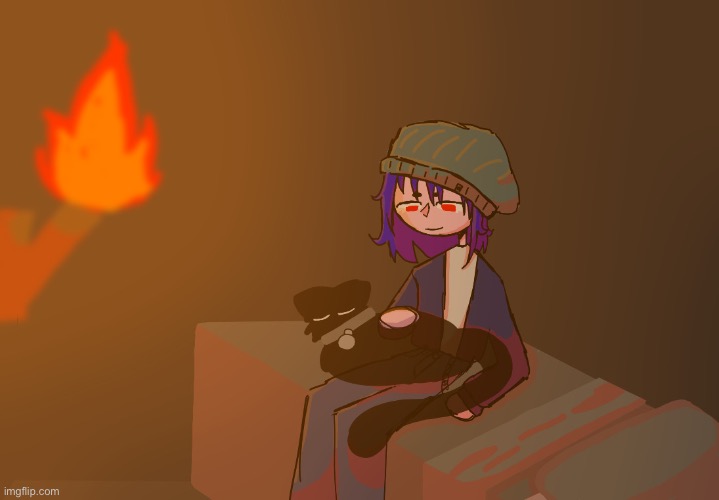 Mia and her ghost cat named Chaos | made w/ Imgflip meme maker