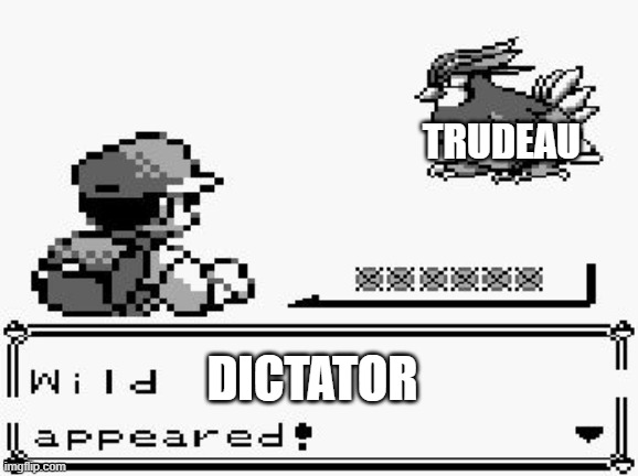 pokemon appears | TRUDEAU; DICTATOR | image tagged in pokemon appears | made w/ Imgflip meme maker