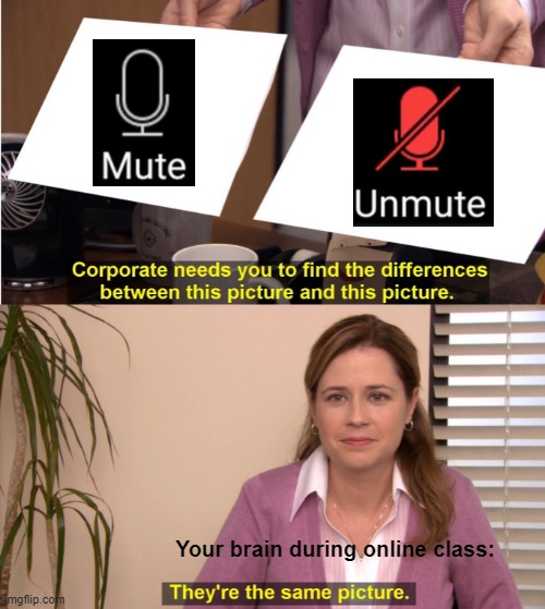 They're The Same Picture Meme | Your brain during online class: | image tagged in memes,they're the same picture | made w/ Imgflip meme maker