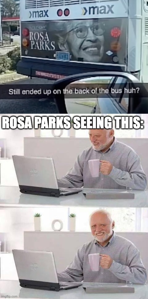 Damn | ROSA PARKS SEEING THIS: | image tagged in memes,hide the pain harold | made w/ Imgflip meme maker