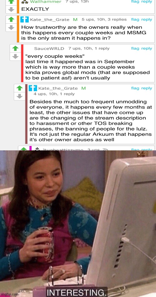 nothing greater than watching them do this | image tagged in icarly interesting | made w/ Imgflip meme maker