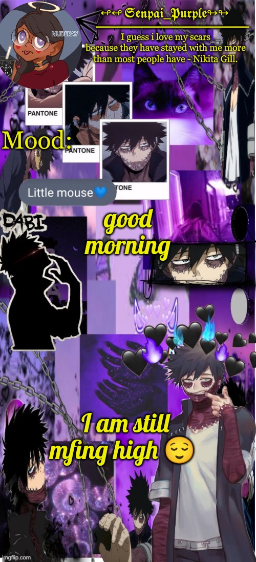 Dabi Temp :D | good morning; I am still mfing high 😌 | image tagged in dabi temp d | made w/ Imgflip meme maker