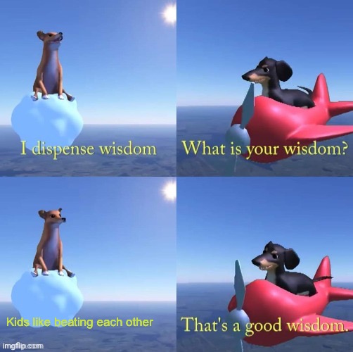 Wisdom dog | Kids like beating each other | image tagged in wisdom dog | made w/ Imgflip meme maker