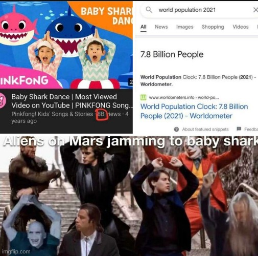 thats alot of views | image tagged in baby shark,meme man,change my mind,drake hotline bling | made w/ Imgflip meme maker