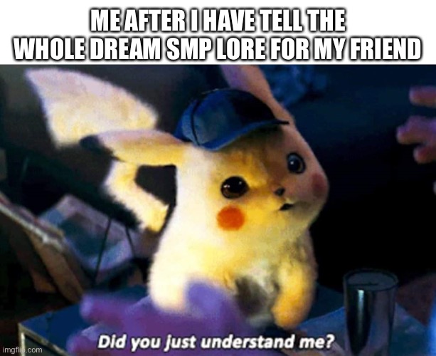 Did you just understand me? | ME AFTER I HAVE TELL THE WHOLE DREAM SMP LORE FOR MY FRIEND | image tagged in did you just understand me | made w/ Imgflip meme maker