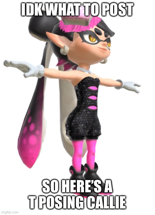 Let me know if you want to see more t posing sploon characters | IDK WHAT TO POST; SO HERE’S A T POSING CALLIE | image tagged in t posing callie | made w/ Imgflip meme maker