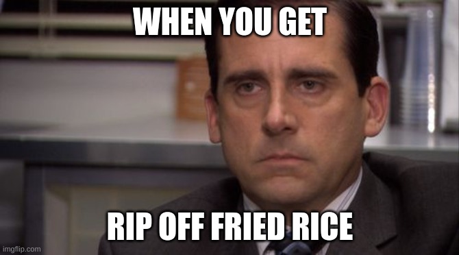 Are you kidding me | WHEN YOU GET; RIP OFF FRIED RICE | image tagged in are you kidding me | made w/ Imgflip meme maker