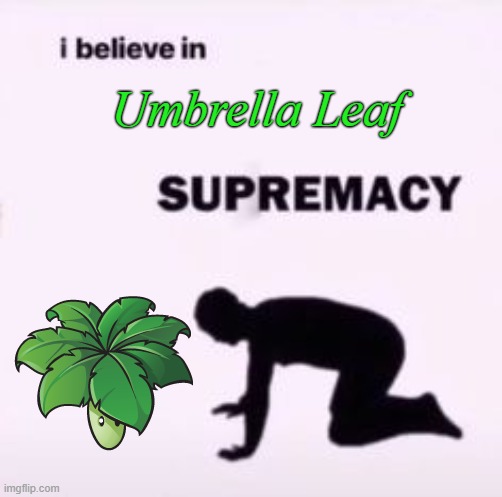 Praise Umbrella Leaf | Umbrella Leaf | image tagged in i believe in supremacy,umbrella leaf,plants vs zombies,pvz | made w/ Imgflip meme maker