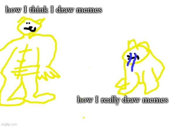 Blank White Template | how I think I draw memes; how I really draw memes | image tagged in blank white template | made w/ Imgflip meme maker